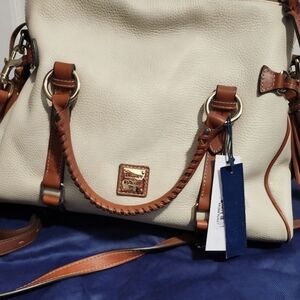Dooney & Bourke Bone and Natural Leather Large Satchel Bag (R940 BO)